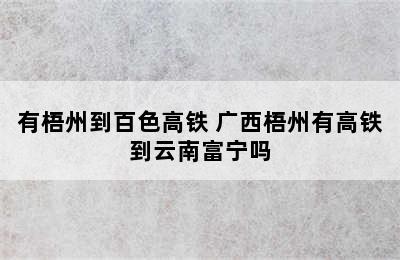 有梧州到百色高铁 广西梧州有高铁到云南富宁吗